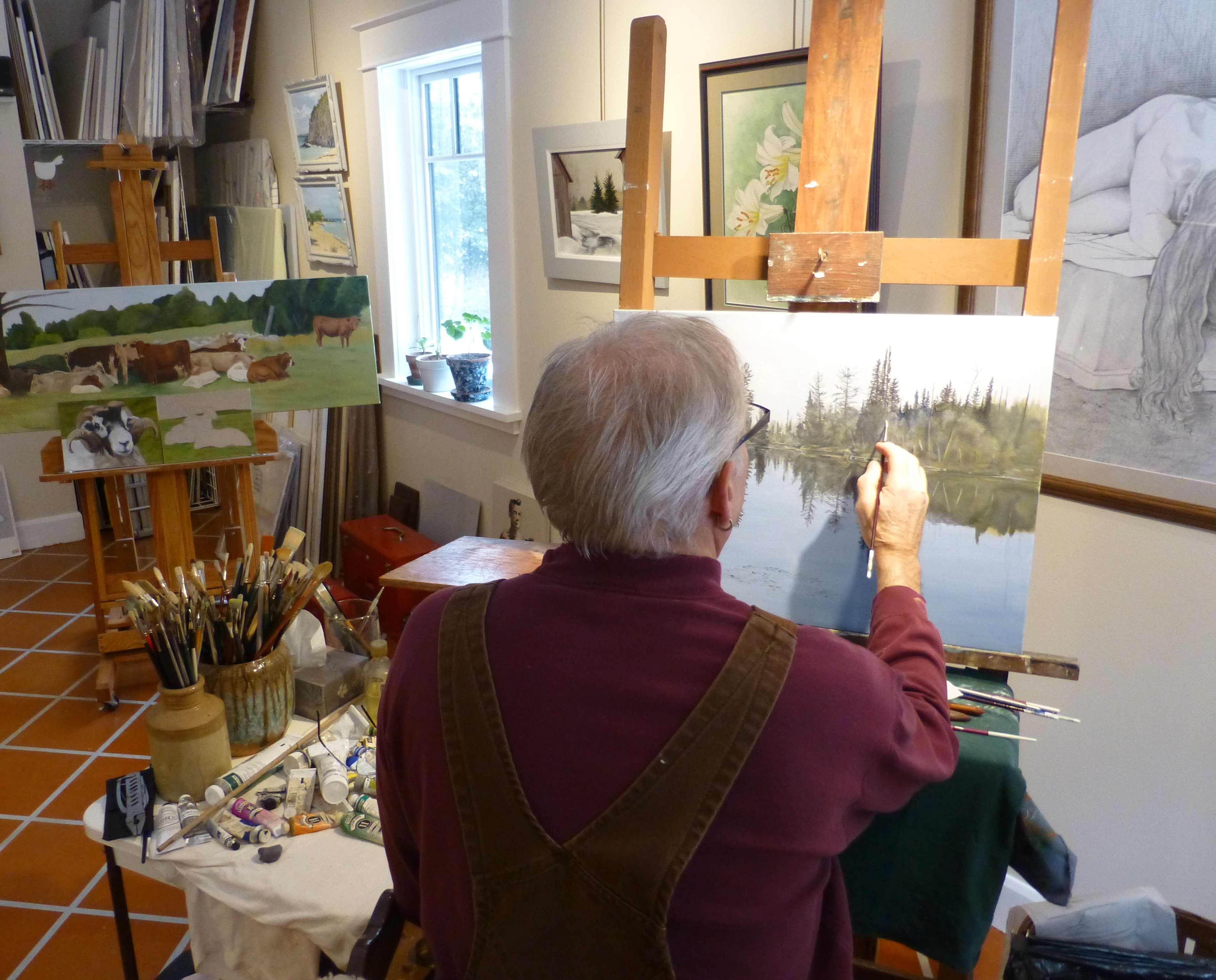 While I enjoy plein air sketching, the ambitious nature of my finished work
dictates that I work slowly and patiently, completing them in my studio.